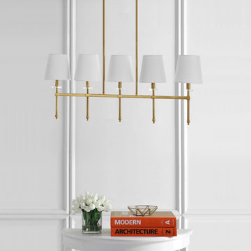 Sophie 38.5" Modern Midcentury Iron Linear LED Pendant - JONATHAN Y